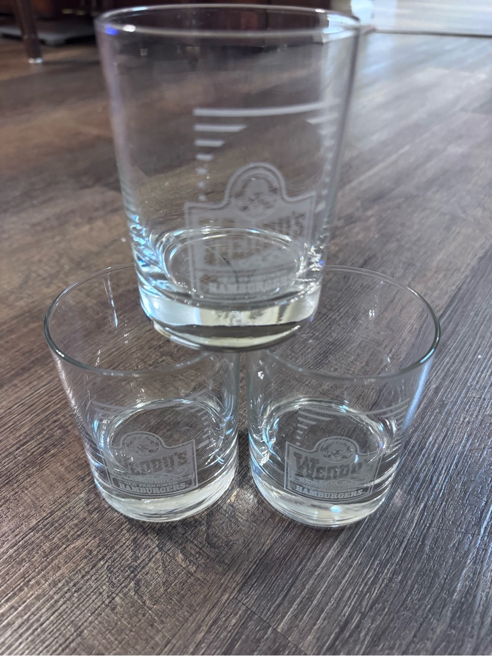 Wendy's Hamburgers Retro Collectors Clear Glass Set - Set of 3, Transparent Rare